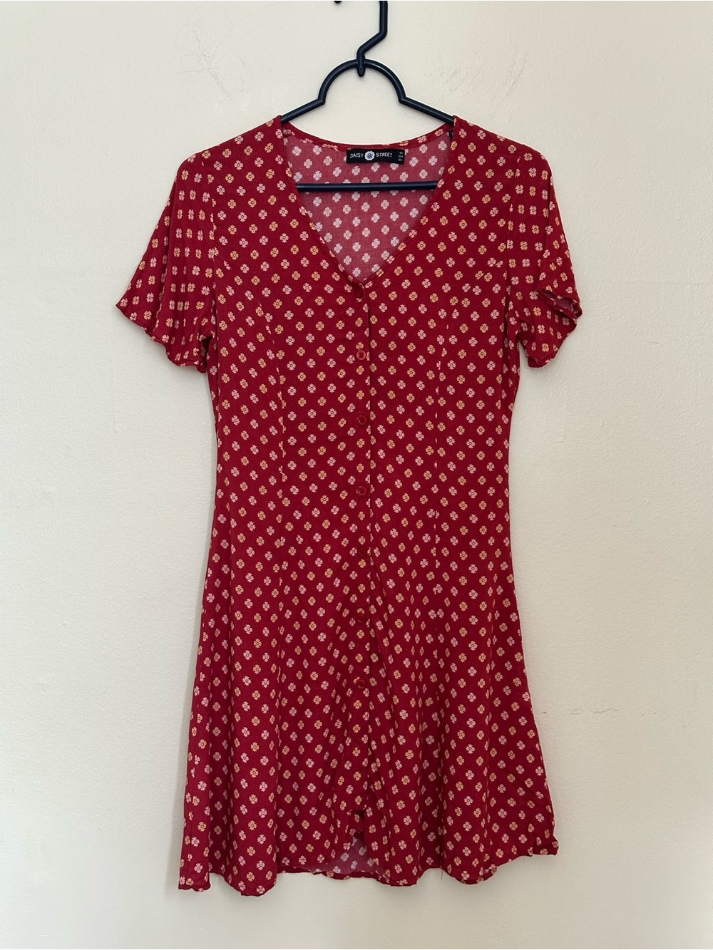 Daisy Street Red Floral Button Front Mini Dress NWOT Size US 4